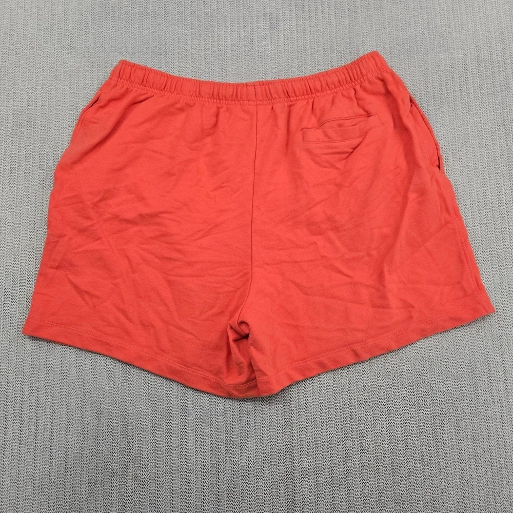 The North Face Shorts Men Large Orange Cotton Simple Logo Fleece Casual Athletic